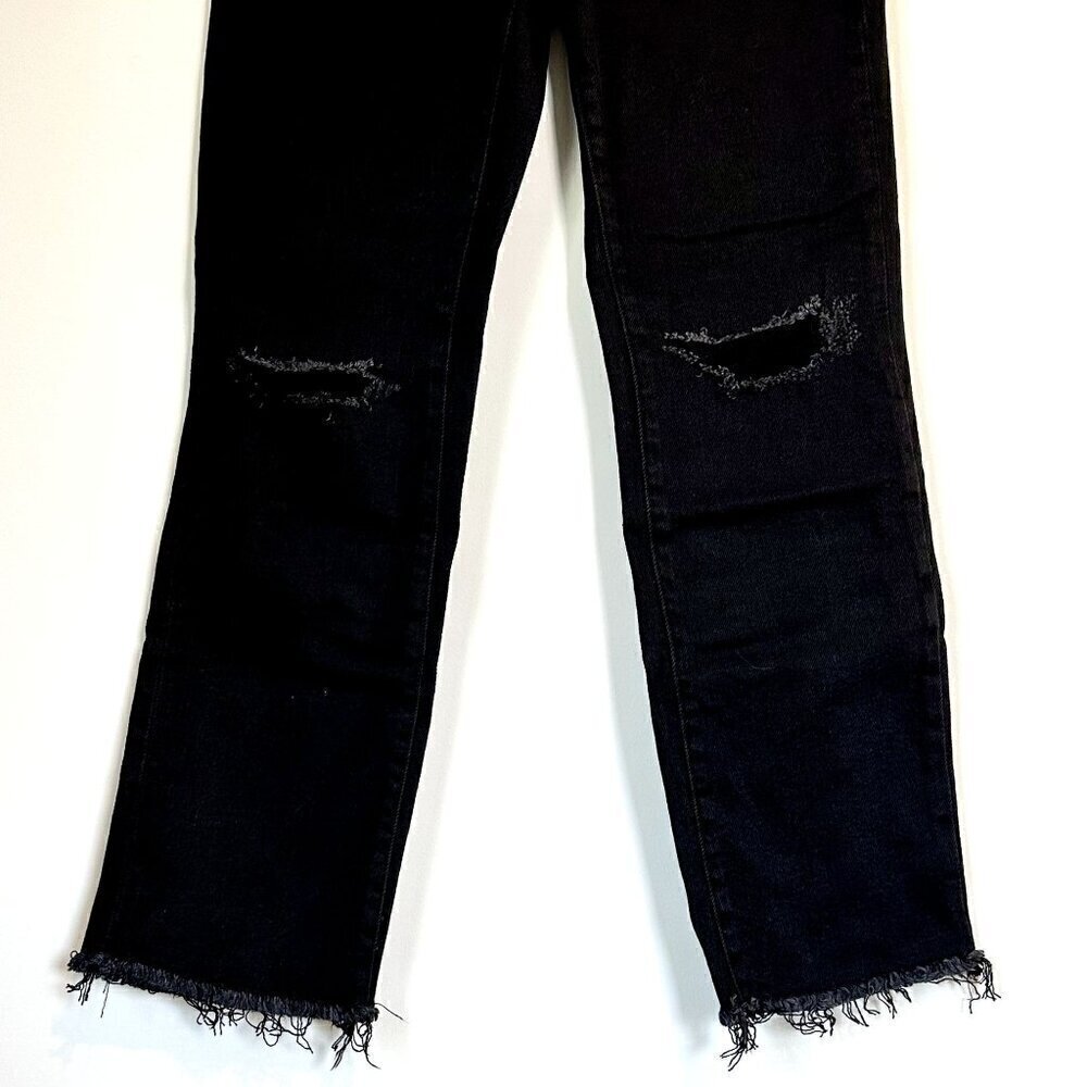 NWT Good American Black Good Legs Straight Fray Hem Jeans - Size: 4 - Picture 5 of 9